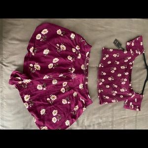 NWT off the shoulder crop with matching shorts